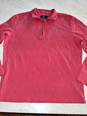 Vineyard Vines Shep Shirt Quarter-Zip Pullover Men's large stripe Pink